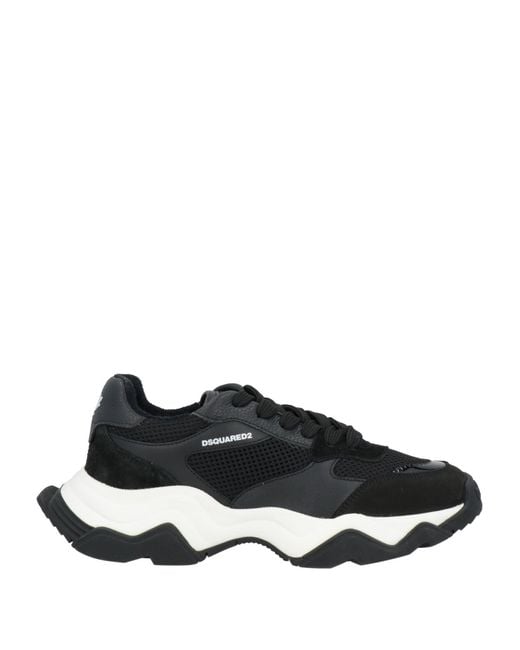 DSquared² Black Sneakers Calfskin, Textile Fibers