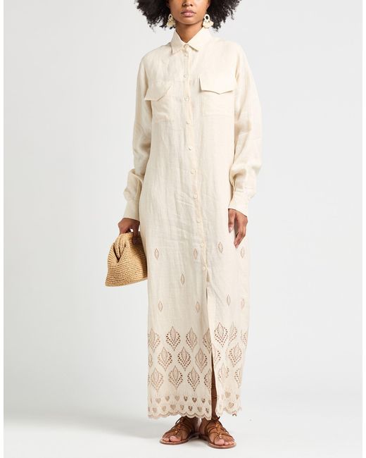 Eleventy Natural Maxi Dress Linen, Cotton