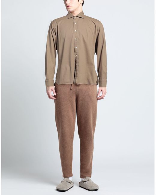 Alessandro Gherardi Brown Shirt Cotton, Elastane for men