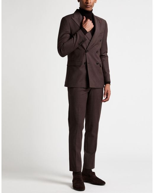 MULISH Brown Suit Wool, Polyester, Elastane for men