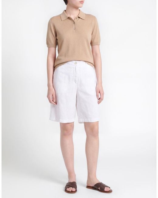 120% Lino White Shorts & Bermuda Shorts Linen