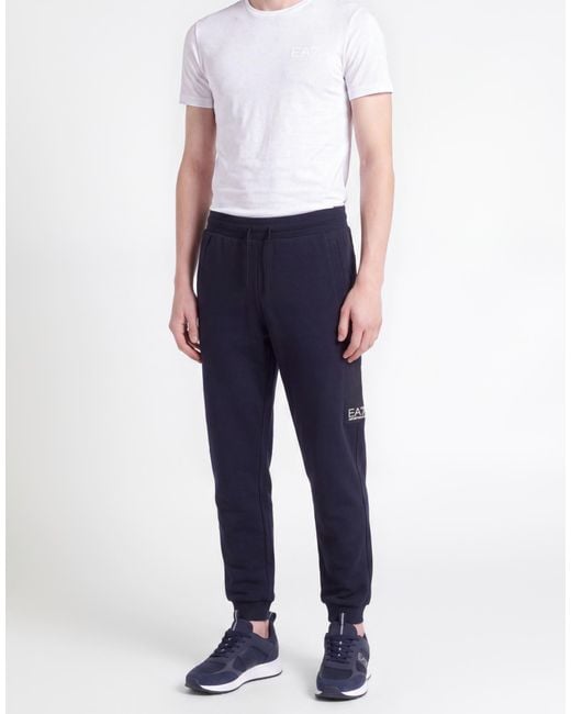 EA7 Blue Pants Cotton, Polyester, Elastane for men