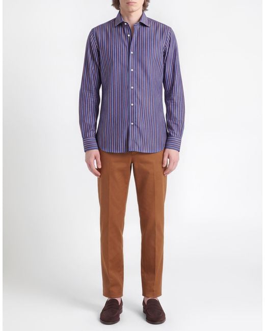 Isaia Blue Shirt Cotton for men