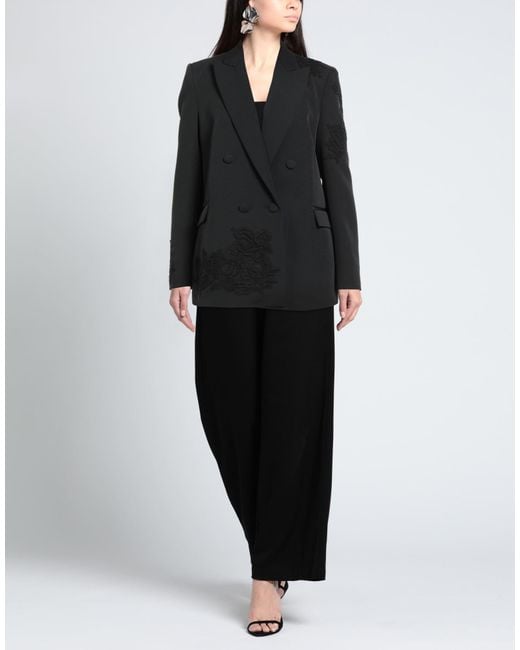 ERMANNO FIRENZE Black Blazer Polyester, Elastane, Viscose, Polyamide, Cotton