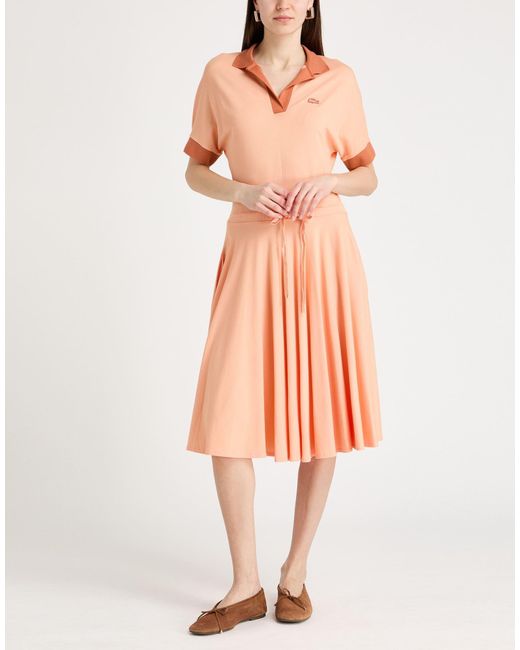 Lacoste Pink Midi Dress Lyocell, Cotton, Elastane
