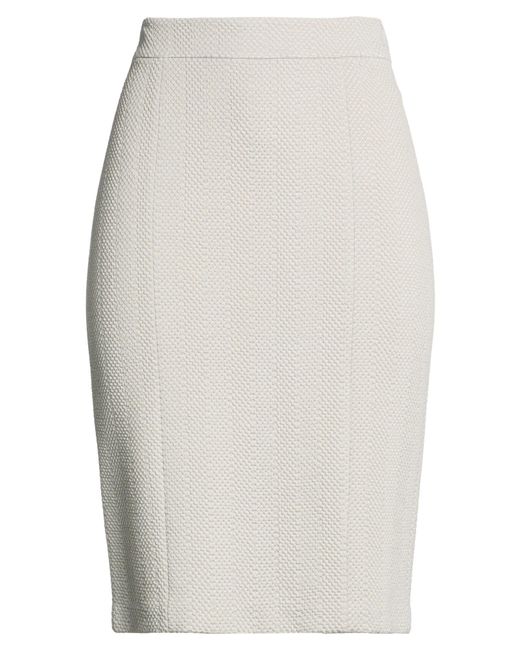 Armani Collezioni White Midi Skirt Viscose, Wool, Acrylic, Polyamide, Elastane