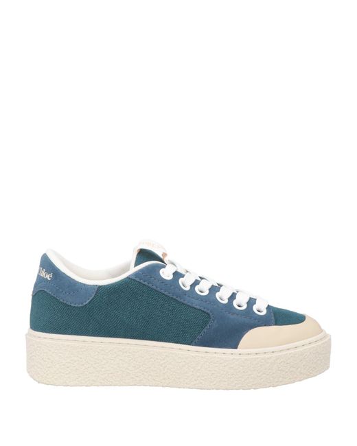 See By Chloé Blue Sneakers Linen, Calfskin