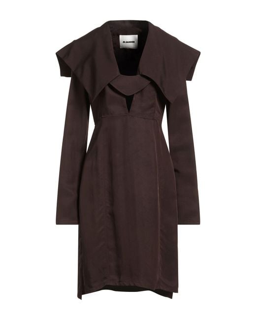 Jil Sander Brown Dark Midi Dress Viscose, Silk