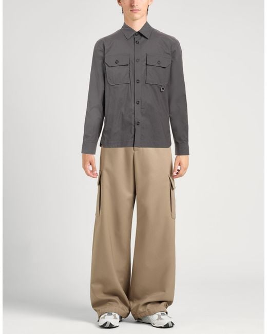 Paolo Pecora Gray Lead Shirt Cotton, Elastane for men