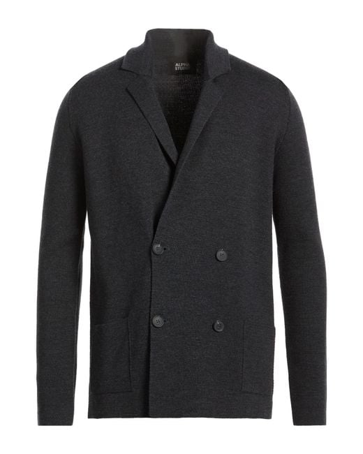 Alpha Studio Black Midnight Blazer Merino Wool for men
