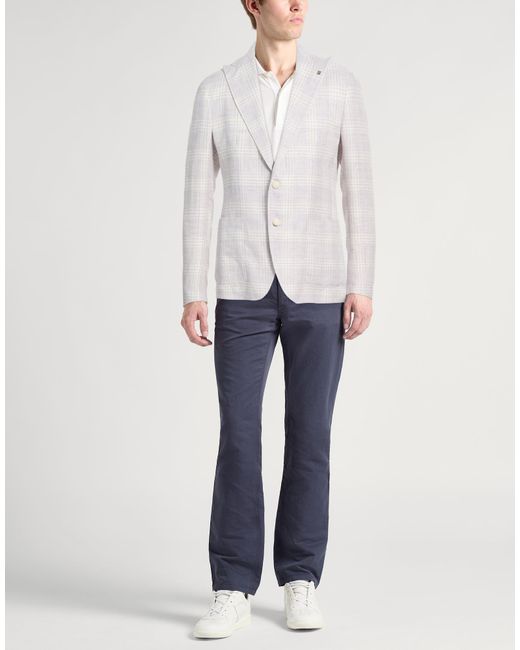 Tagliatore White Lilac Blazer Linen, Virgin Wool for men