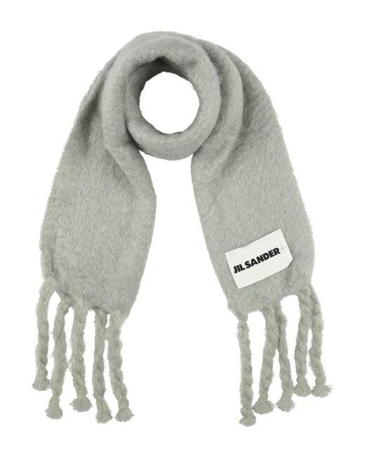 Jil Sander Gray Scarf Mohair Wool, Wool, Polyamide