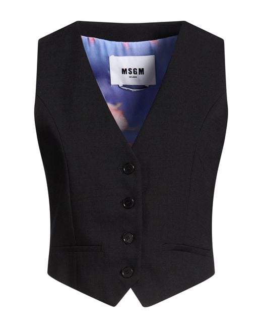 MSGM Blue Tailored Vest Viscose, Polyester, Elastane
