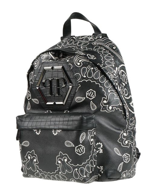 Philipp Plein Gray Backpack Polyurethane, Nylon for men