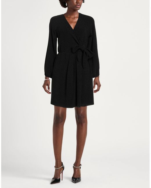 Motel Black Mini Dress Nylon, Metallic Fiber, Elastane