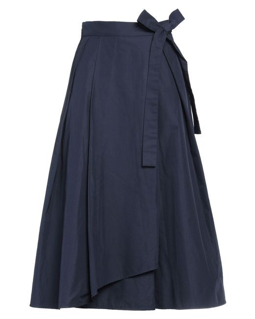 Weekend by Maxmara Blue Midnight Midi Skirt Polyester, Cotton