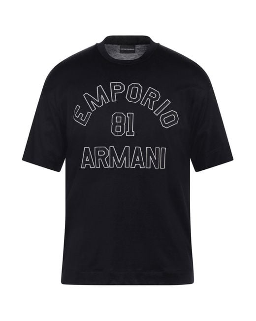 Emporio Armani Black Midnight T-Shirt Lyocell, Cotton for men