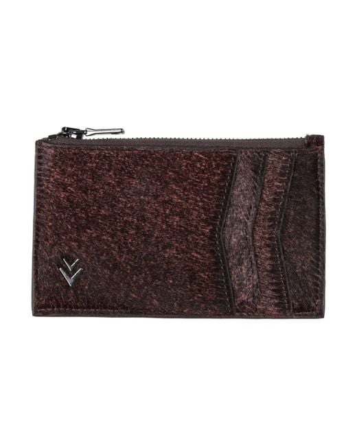 John Varvatos Brown Cardholder Calfskin, Cow Leather for men