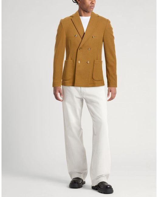 Daniele Alessandrini Brown Camel Blazer Polyester, Acrylic, Viscose for men