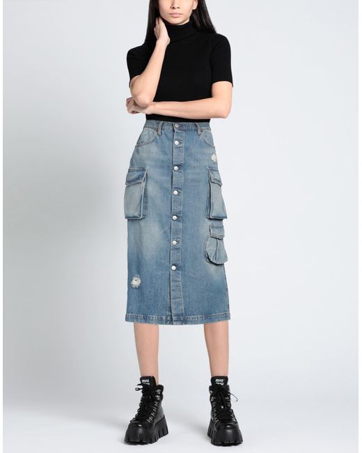 People Blue Denim Skirt Cotton