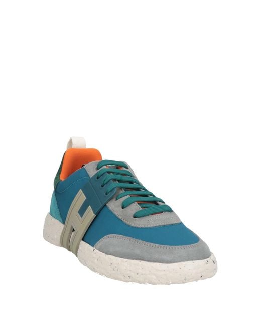 Hogan Blue Sneakers Leather, Textile Fibers for men