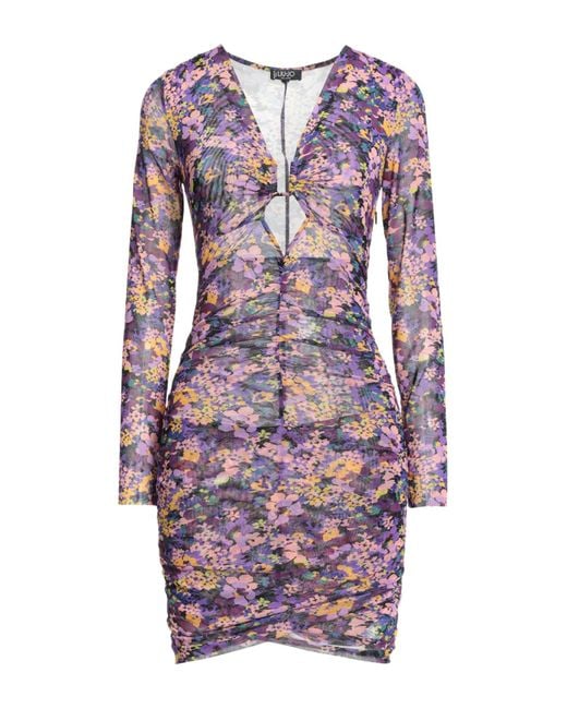 Liu Jo Purple Mini Dress Polyester, Elastane