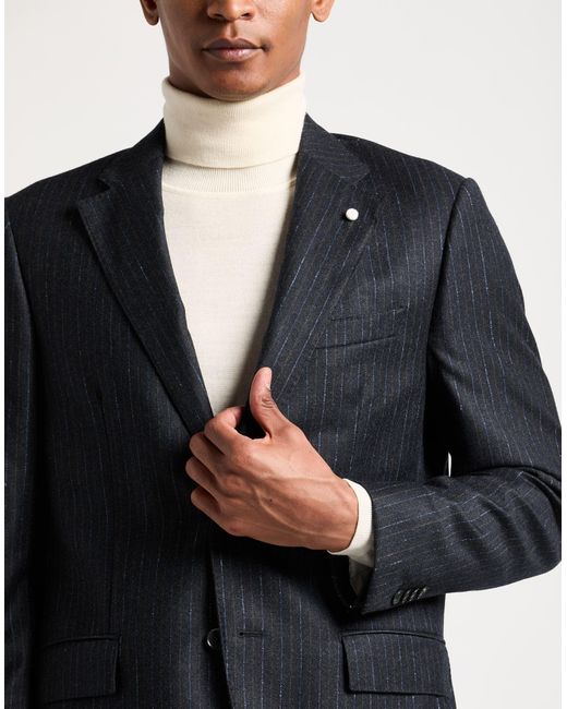 Luigi Bianchi Blue Midnight Suit Wool for men