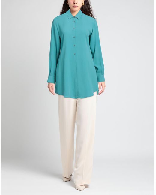 HER SHIRT HER DRESS Blue Shirt Viscose, Silk