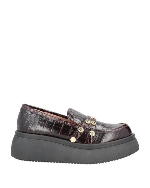 Pollini Gray Loafers Leather