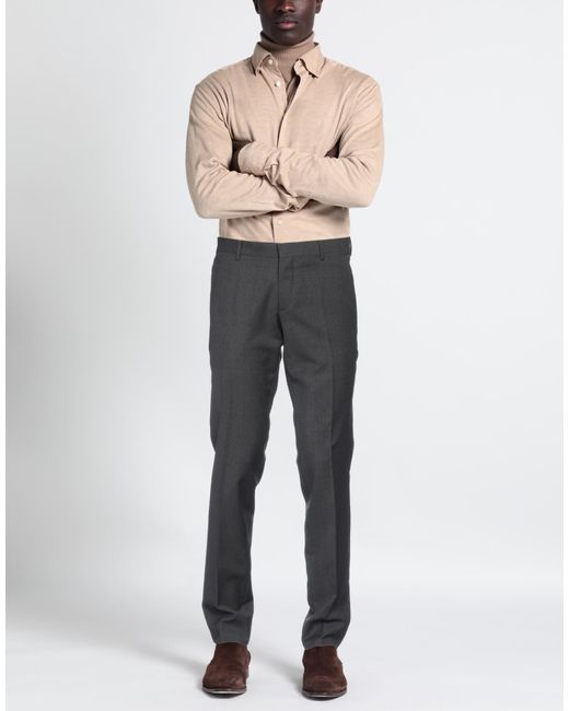 Paoloni Gray Charcoal Pants Virgin Wool for men