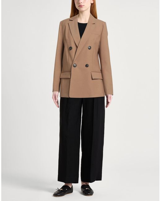 Tela Brown Camel Blazer Polyester, Virgin Wool, Elastane