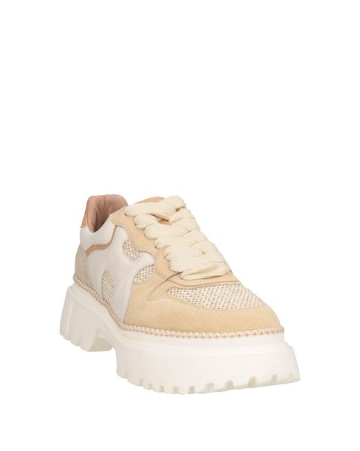 Hogan Natural Sneakers Leather, Textile Fibers