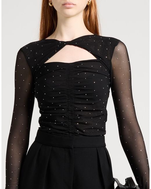 Sandro Black Top Polyester, Elastane, Glass