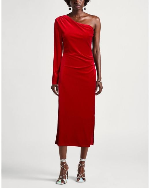 Dixie Red Midi Dress Polyester, Elastane