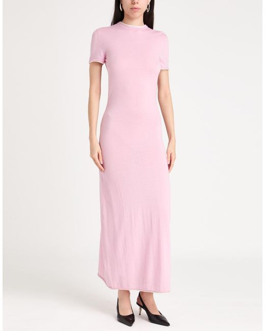 Ferragamo Pink Maxi Dress Wool, Polyamide