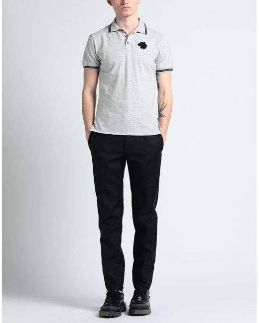 Just Cavalli Gray Light Polo Shirt Cotton, Elastane for men