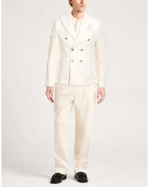 Daniele Alessandrini White Cream Blazer Polyester, Viscose, Elastane for men