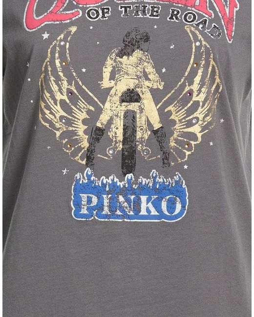 Pinko Gray Denim T-Shirt Cotton, Glass