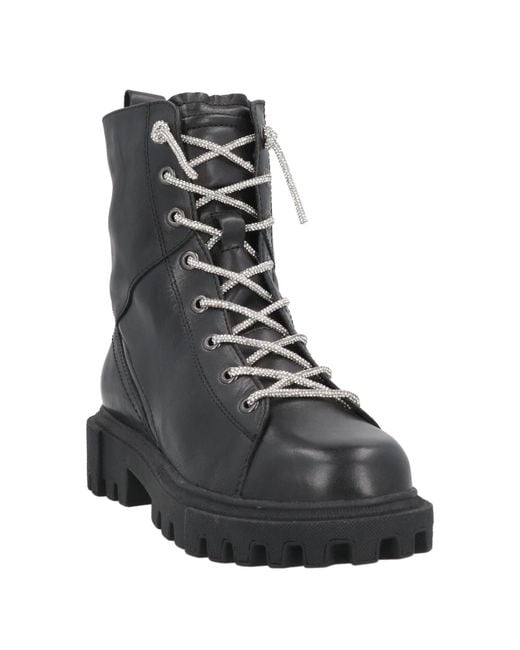 CafeNoir Black Ankle Boots Leather