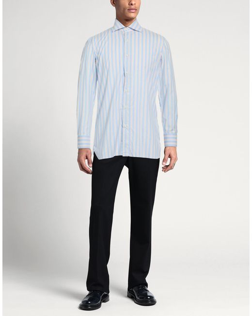 Luigi Borrelli Napoli Blue Shirt Cotton, Silk for men