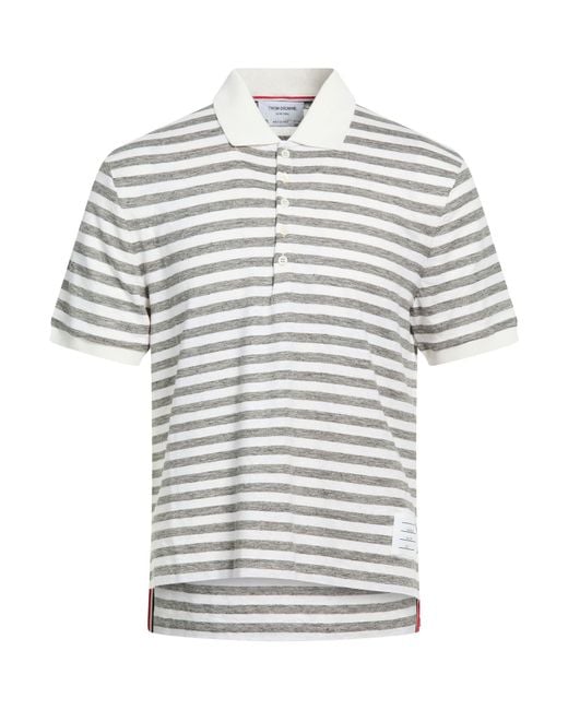 Thom Browne White Polo Shirt Linen, Elastane, Cotton for men