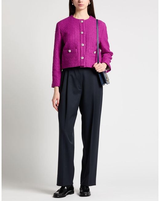Maje Purple Jacket Cotton, Polyamide, Polyester