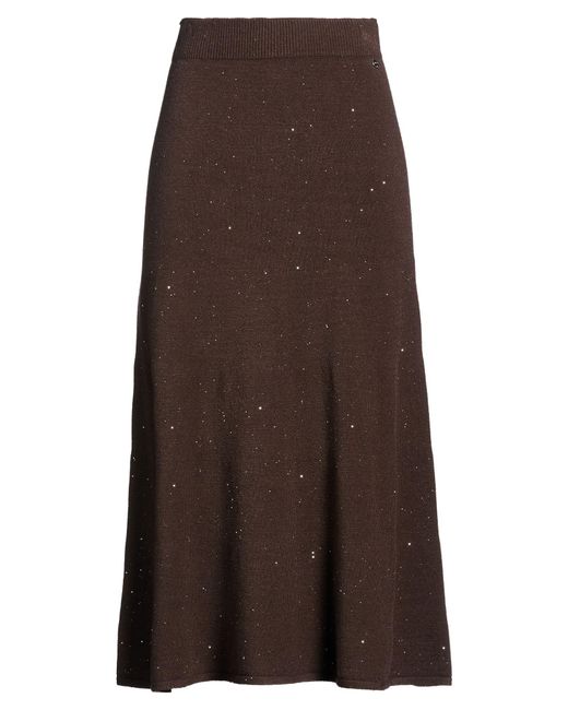 Liu Jo Brown Dark Midi Skirt Viscose, Polyester, Polyamide