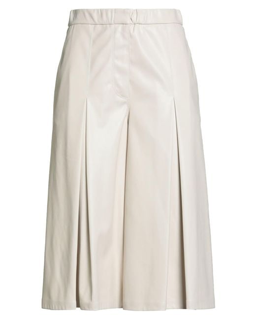 Semicouture White Ivory Pants Polyurethane, Polyester