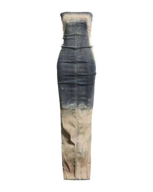 Rick Owens Blue Maxi Dress Cotton, Elastomultiester, Natural Rubber