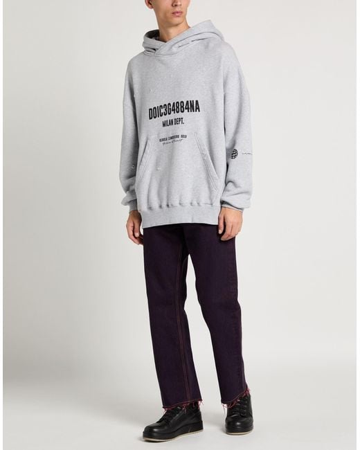 Dolce & Gabbana Gray Distressed Effect Hoodie for men