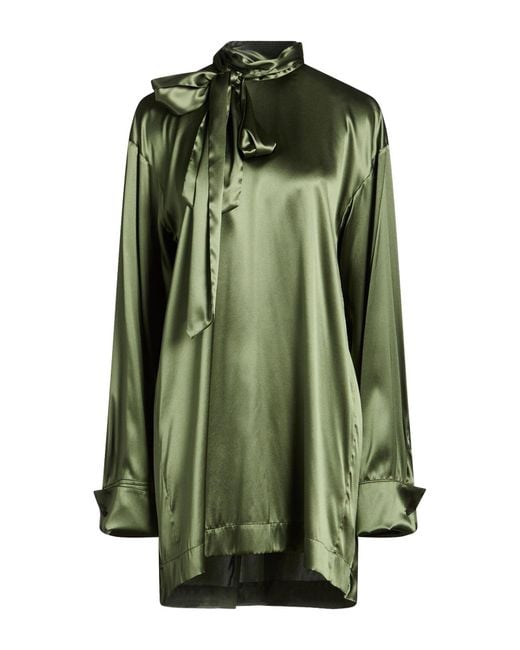 Dries Van Noten Green Top Silk, Elastane