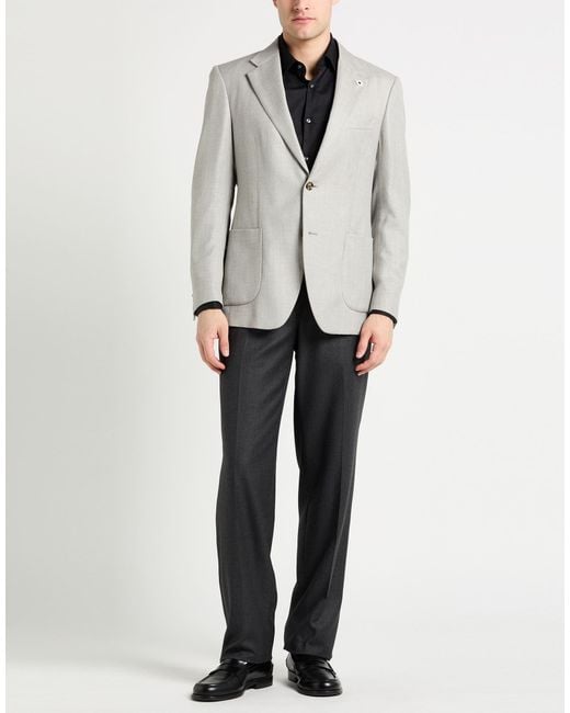Lardini Gray Blazer Virgin Wool, Viscose, Linen for men
