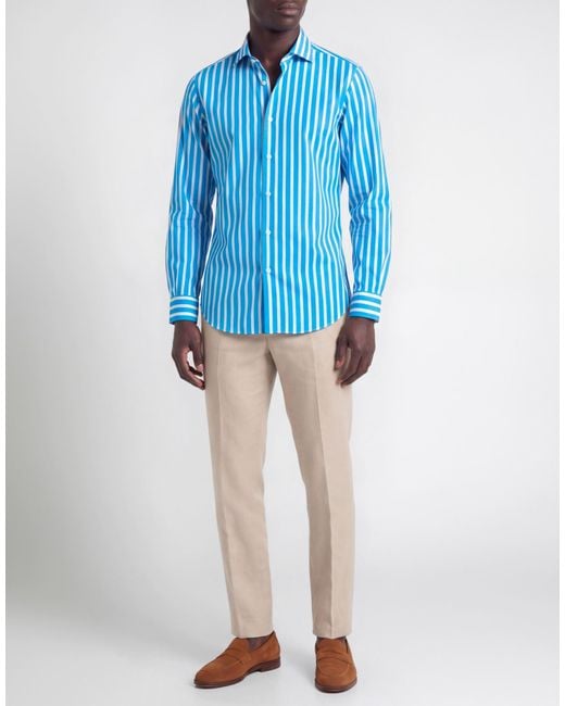 SANNINO Napoli Blue Azure Shirt Cotton for men
