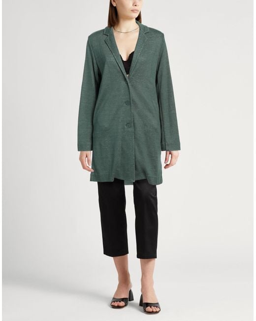 Majestic Filatures Green Overcoat & Trench Coat Linen